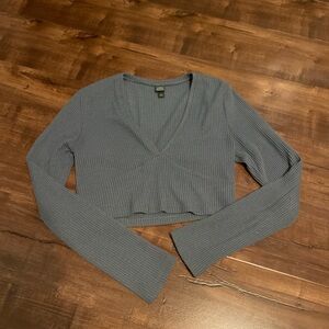 Wild Fable Blue V-Neck Ribbed Crop Top and bottoms